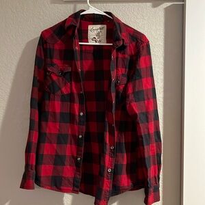Red and black snap flannel
